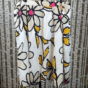 Lane Bryant white cotton floral print full midi skirt with pockets 26/28